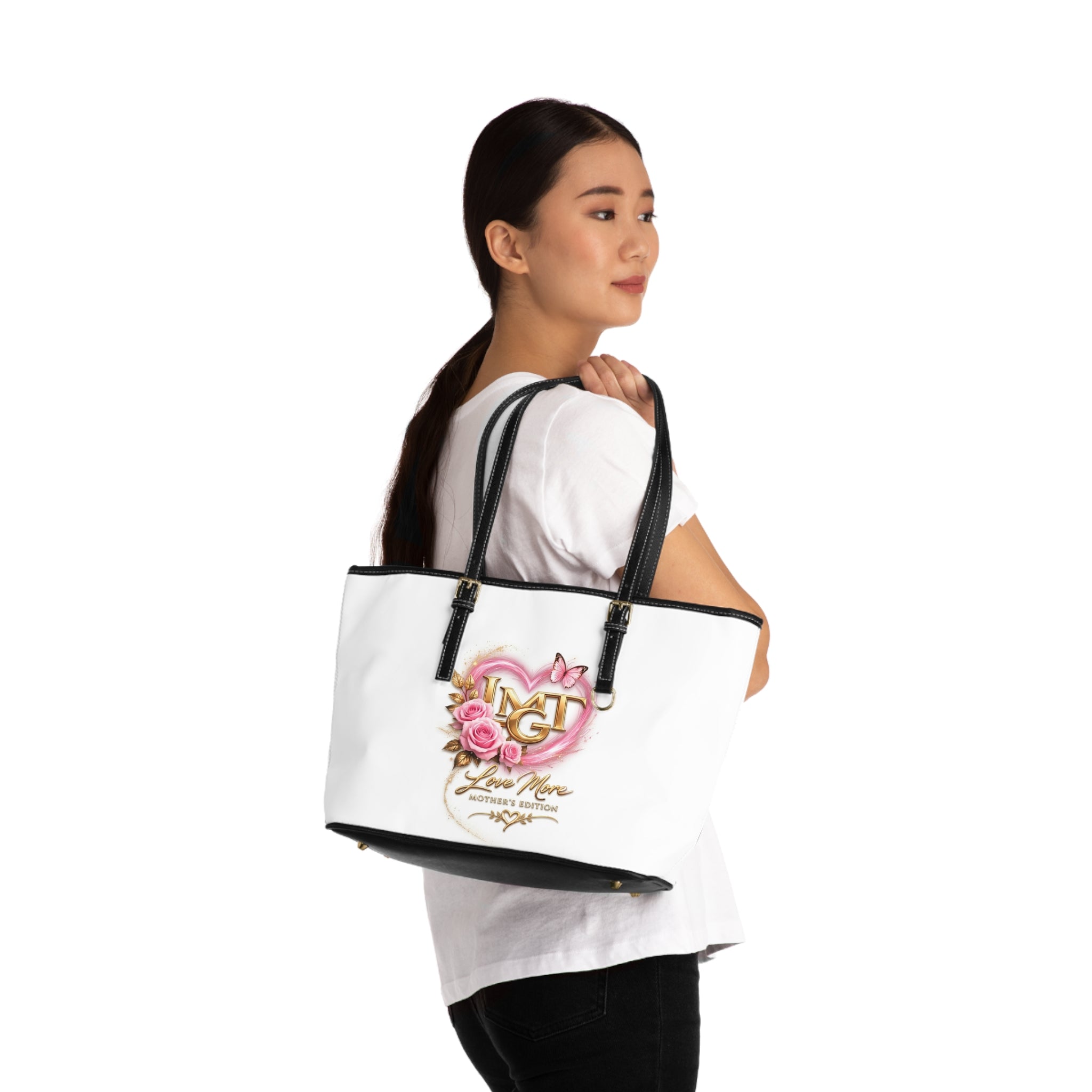 Happy Mother’s Day Love More  PU Leather Shoulder Bag — 'Gratitude Is My Superpower' Mother's Day Tote