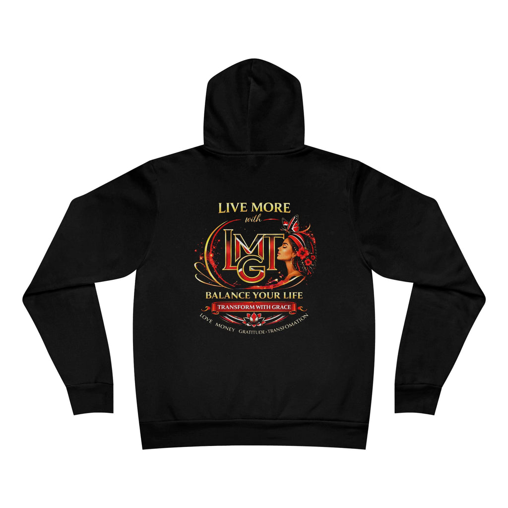 Live More Hoodie — 'Trinidad Global Tribe' Motivational Pullover with Tropical Crest
