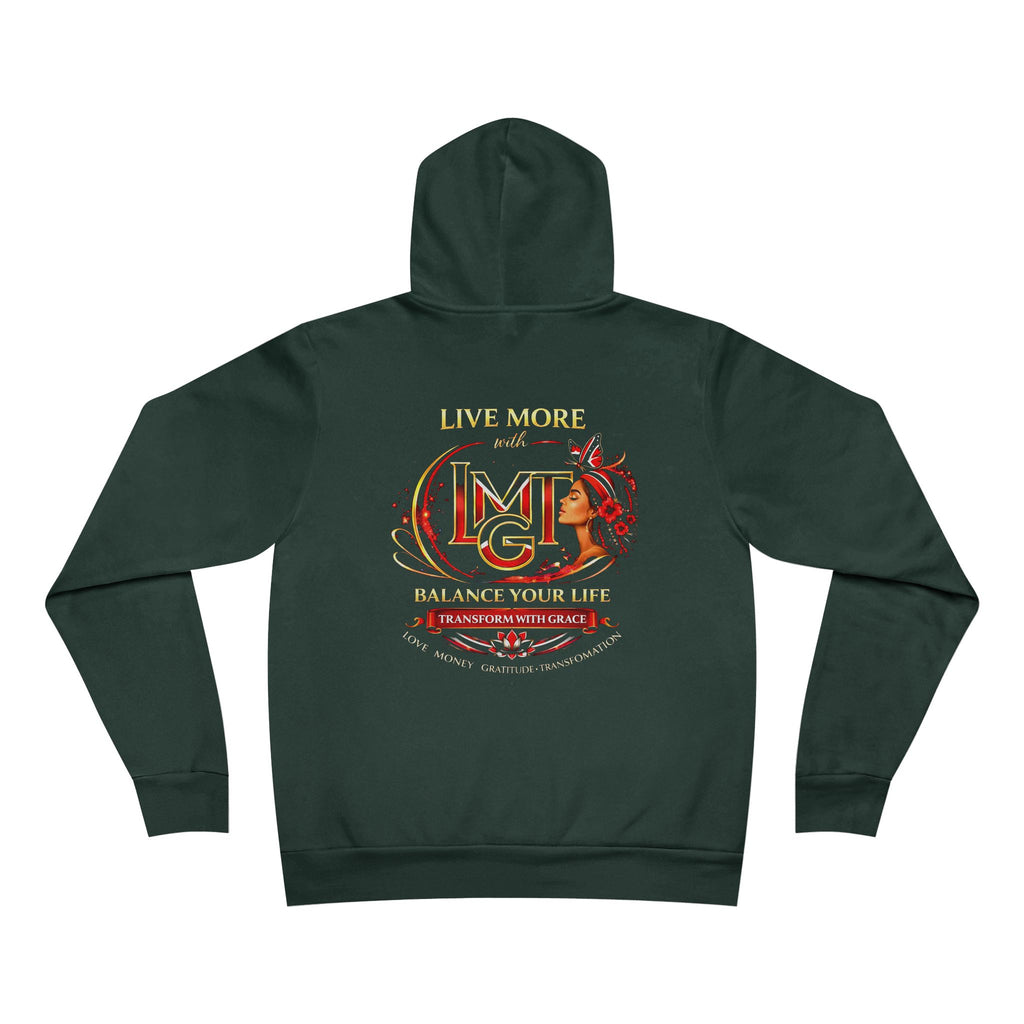 Live More Hoodie — 'Trinidad Global Tribe' Motivational Pullover with Tropical Crest