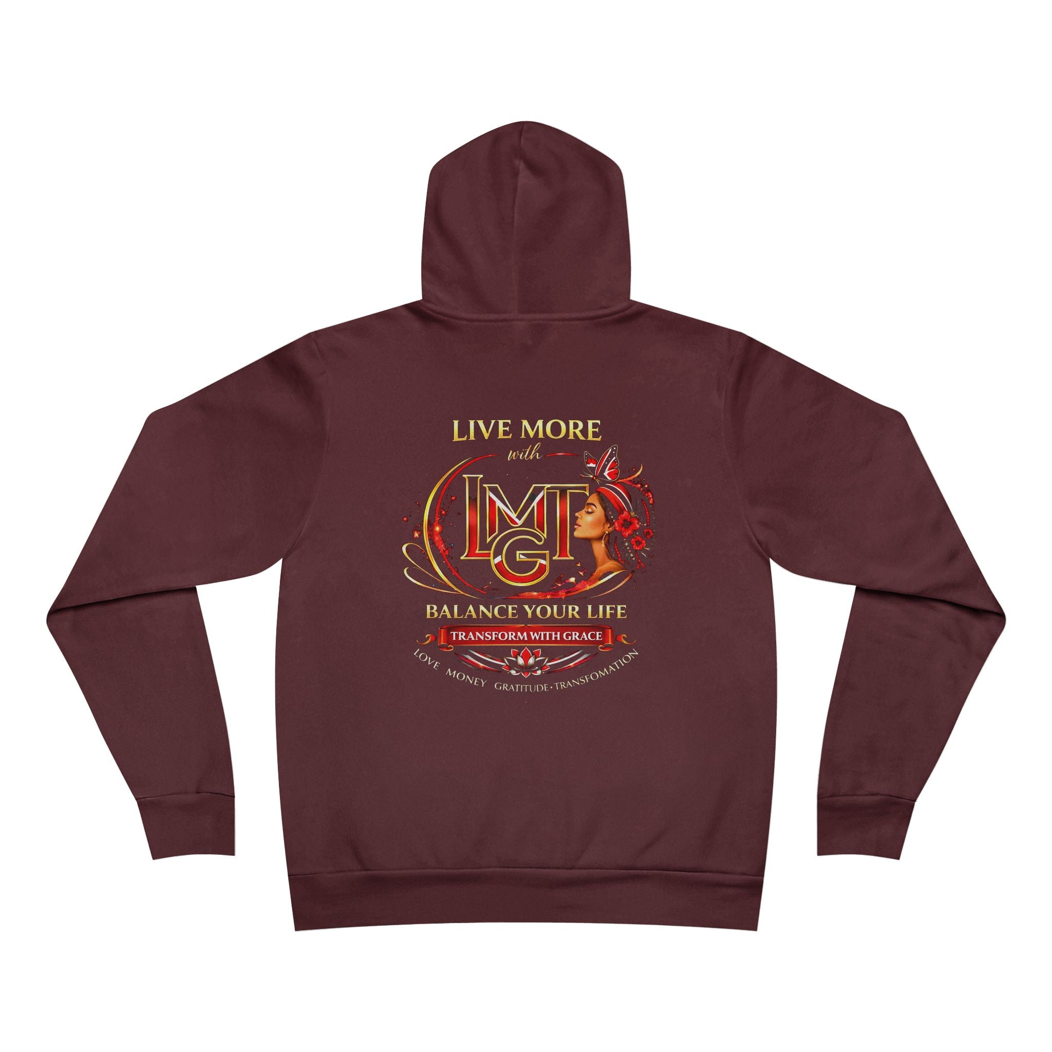 Live More Hoodie — 'Trinidad Global Tribe' Motivational Pullover with Tropical Crest