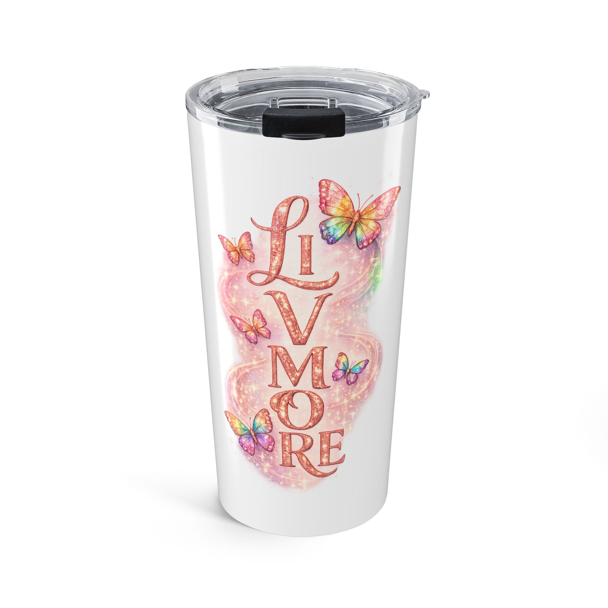Tumbler – "Live More" Butterfly 20oz Insulated Travel Mug