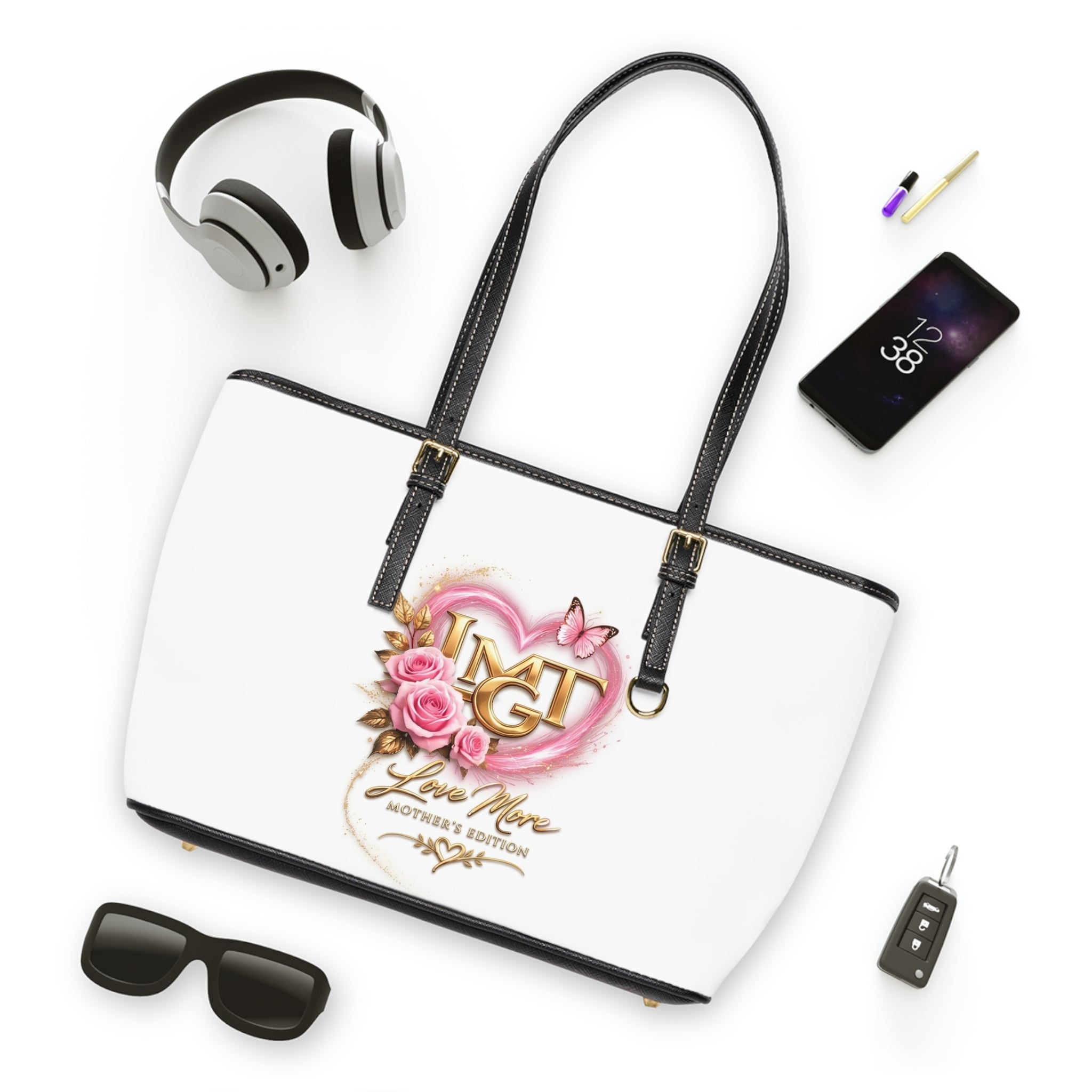 Happy Mother’s Day Love More  PU Leather Shoulder Bag — 'Gratitude Is My Superpower' Mother's Day Tote