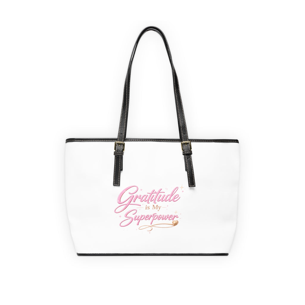 Happy Mother’s Day Love More  PU Leather Shoulder Bag — 'Gratitude Is My Superpower' Mother's Day Tote