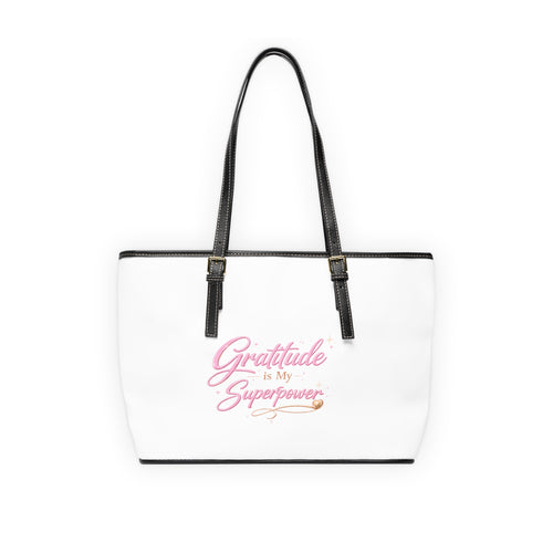Happy Mother’s Day Love More  PU Leather Shoulder Bag — 'Gratitude Is My Superpower' Mother's Day Tote