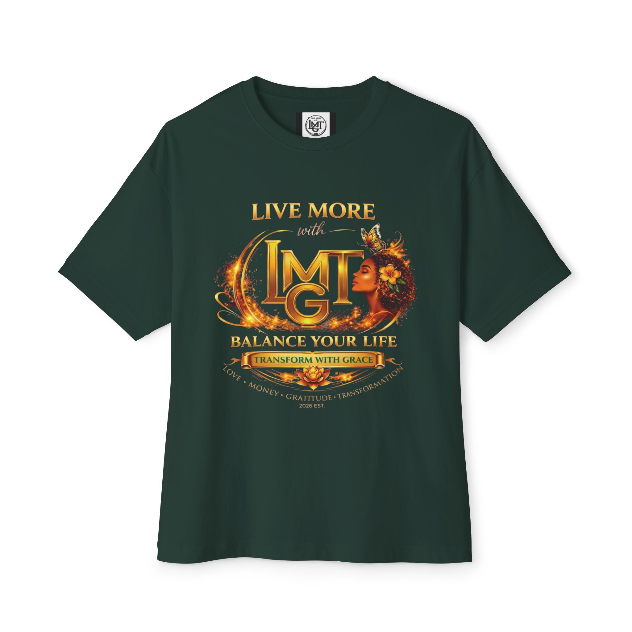 Live More LMGT Transformation with Grace T-Shirt | Plain T-Shirt, Oversized Fit