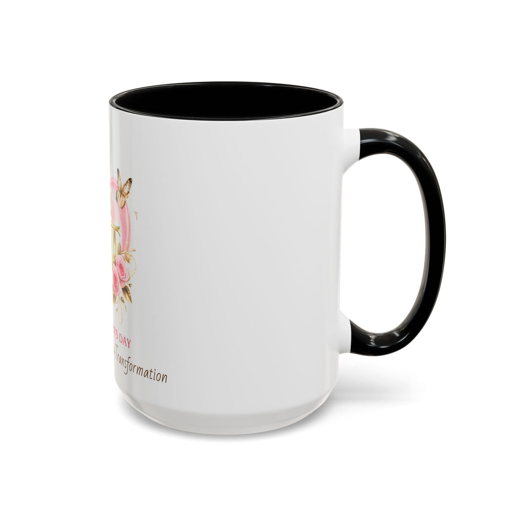 Happy Mother’s Day Love More Accent Coffee Mug — Floral Pink Roses & Butterfly Accent (11/15oz)