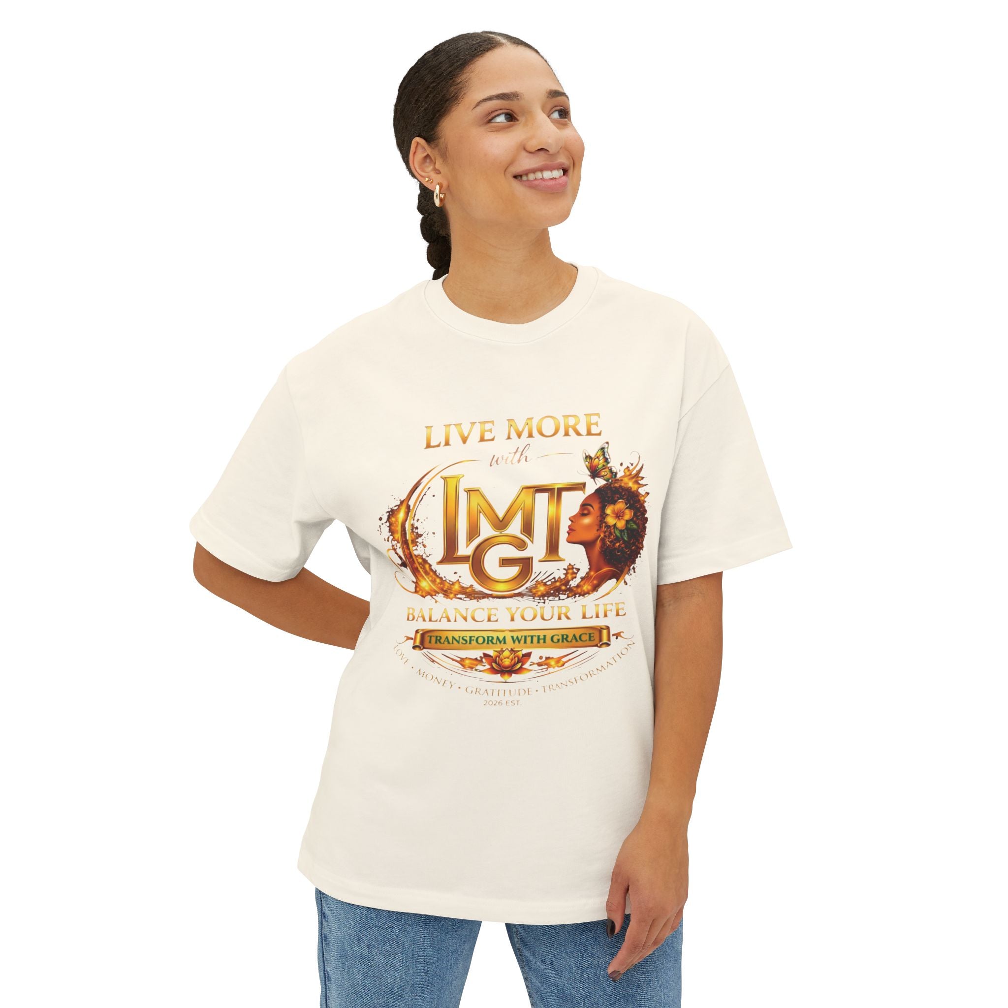 Live More LMGT Transformation with Grace T-Shirt | Plain T-Shirt, Oversized Fit
