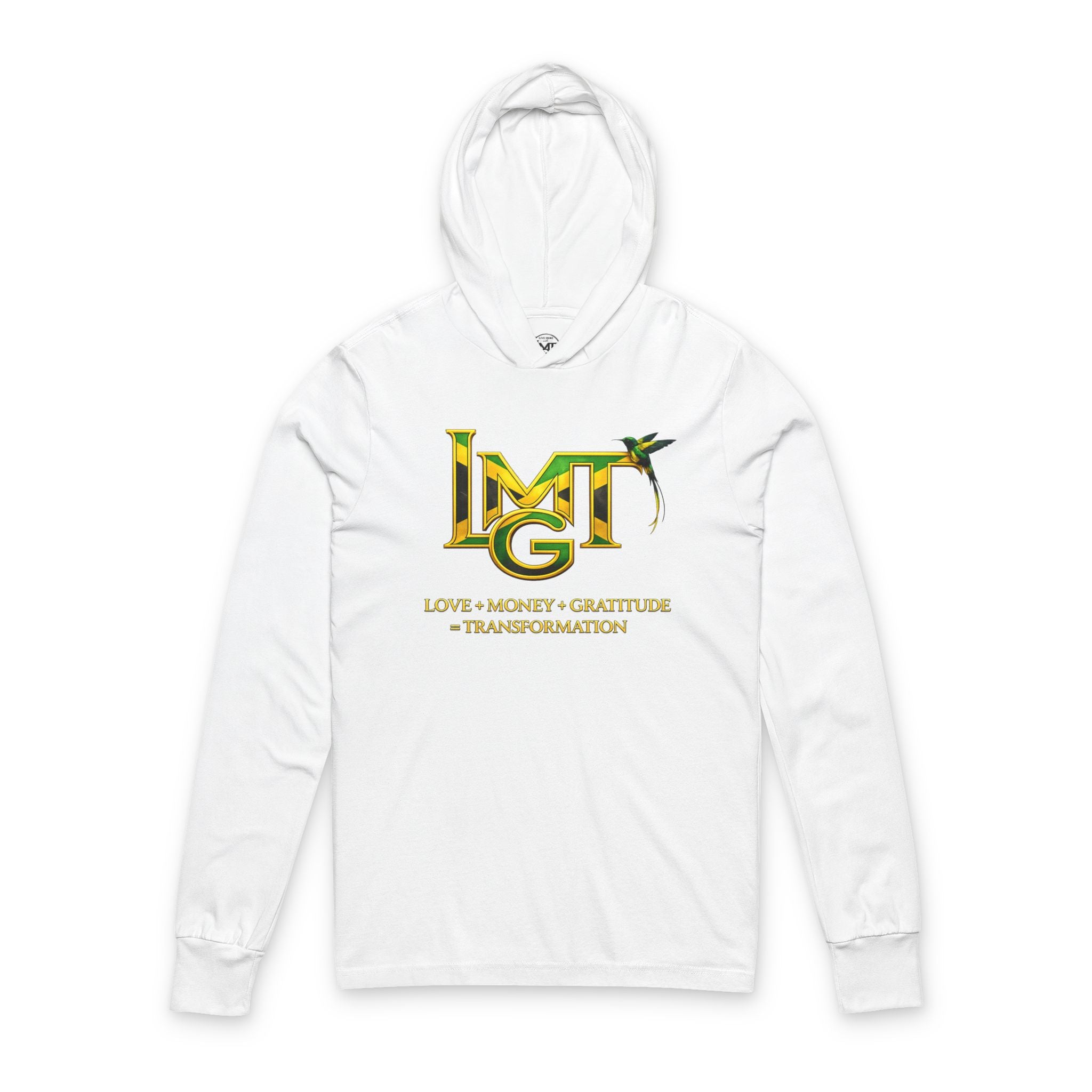 LGT Transformation Hoodie Tee — Love • Money • Gratitude Graphic Long-Sleeve Hooded Tee