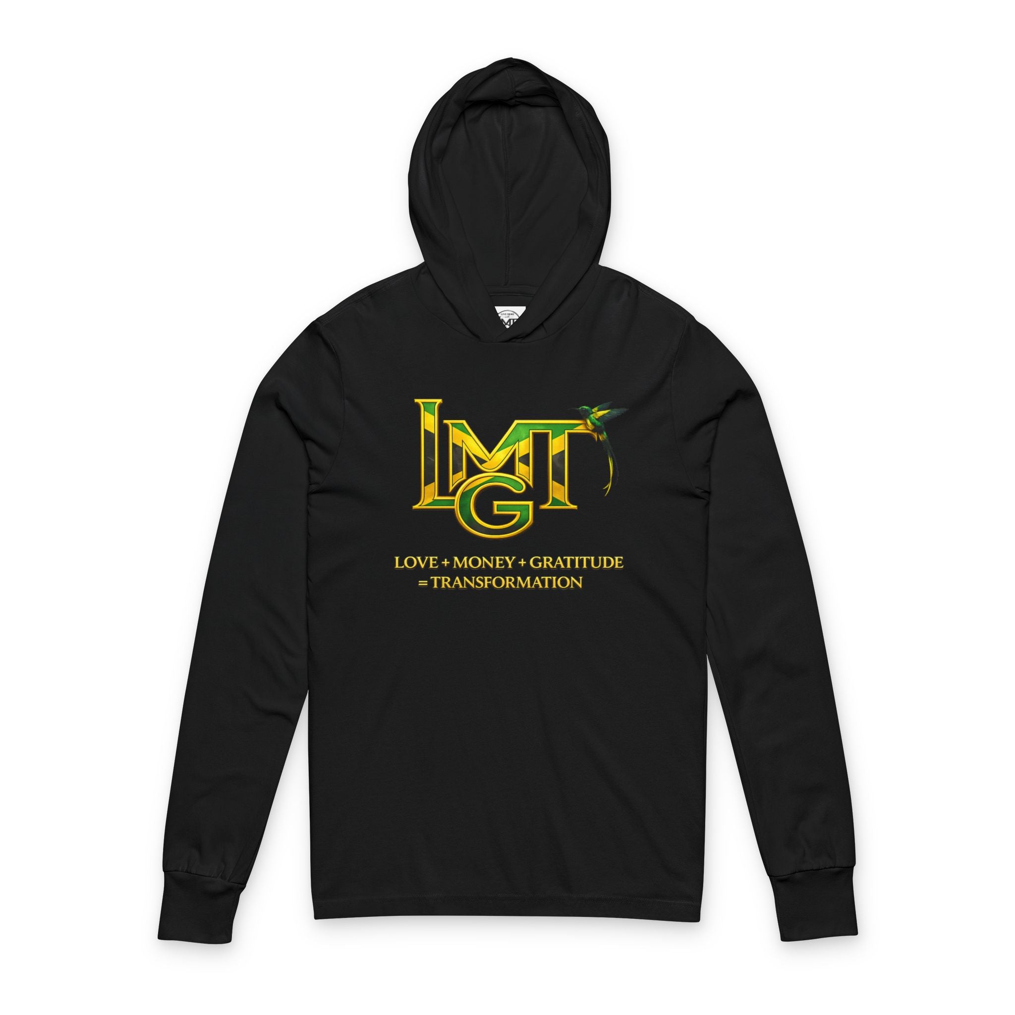 LGT Transformation Hoodie Tee — Love • Money • Gratitude Graphic Long-Sleeve Hooded Tee