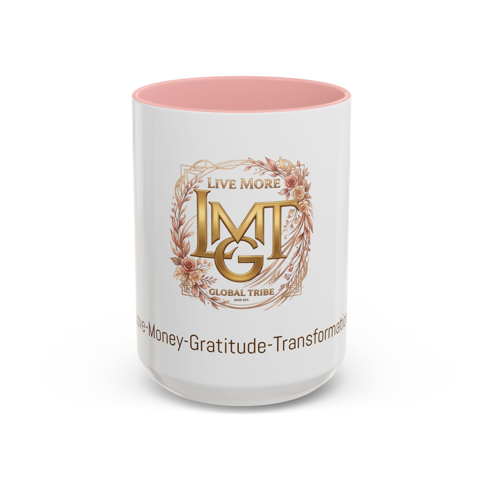 LMGT Global Tribe Accent Coffee Mug — 'Money·Gratitude·Transformation' Inspirational Black 11/15oz