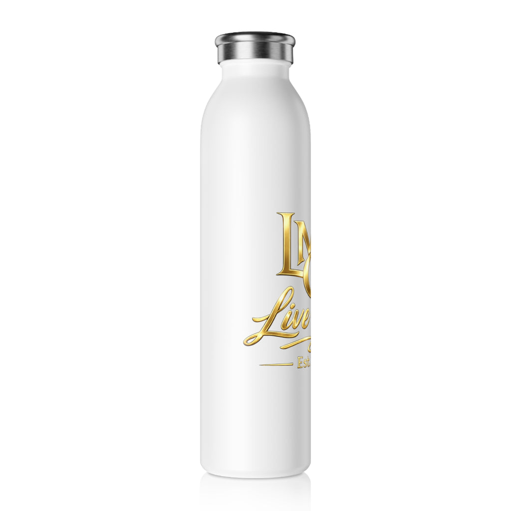 Slim Water Bottle — "LMGT Live More" Gold Logo Stainless Bottle (Est. 2026)