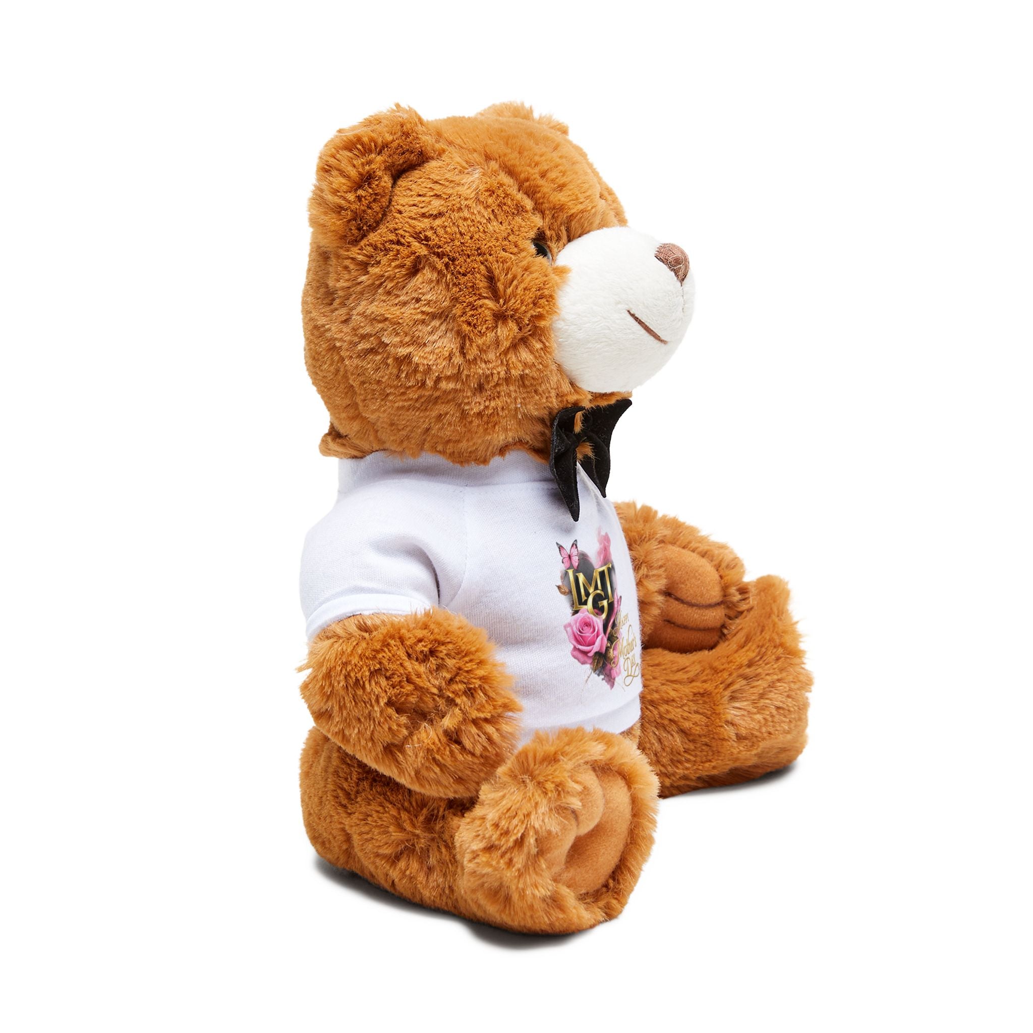 Happy Mother’s Day Love More Plush Teddy Bear with Floral T‑Shirt & Bow — Mothers Day & Romantic Occasions, Mom, Aunts, Sisters