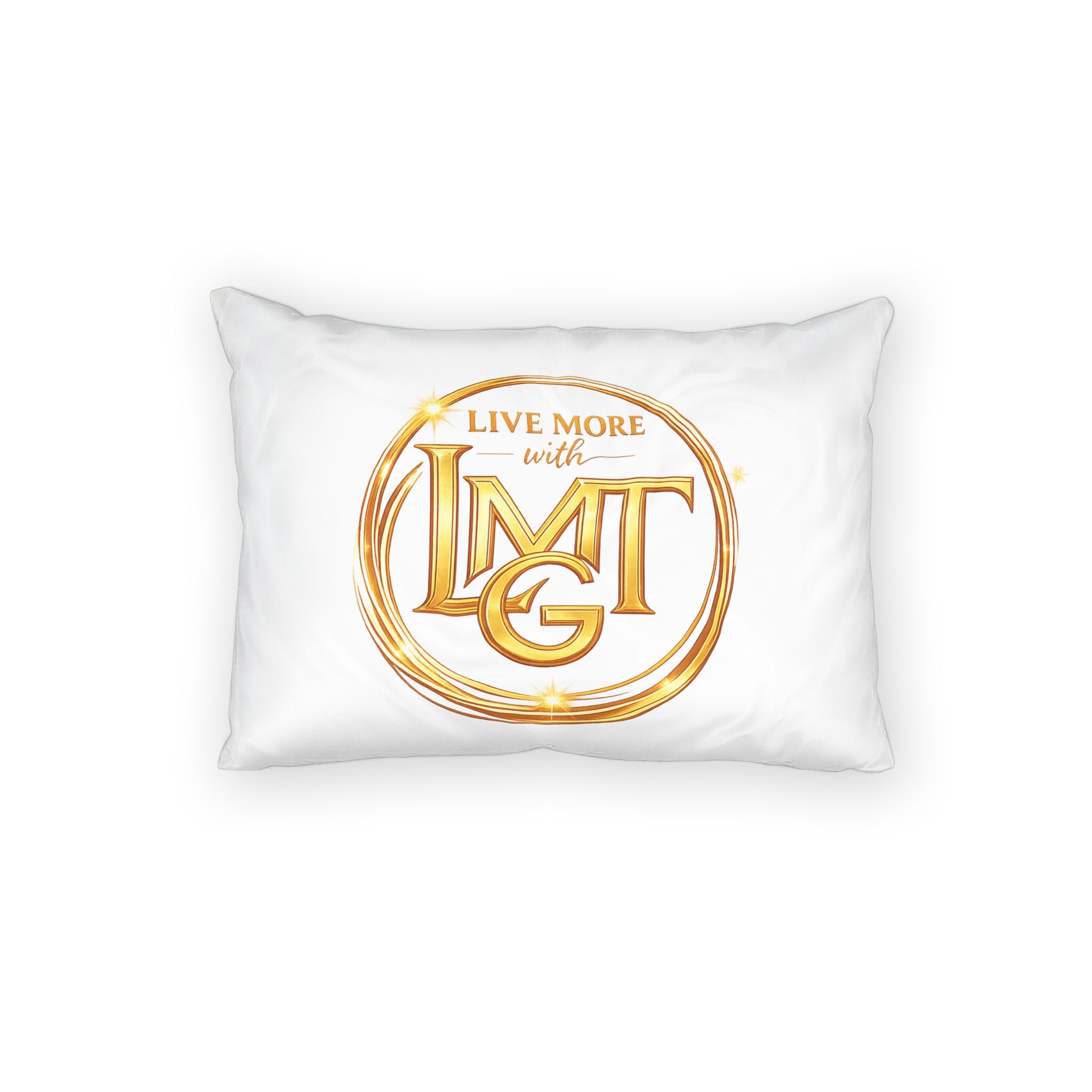 Live More with LMTG Gold / White Logo Pillow Sham