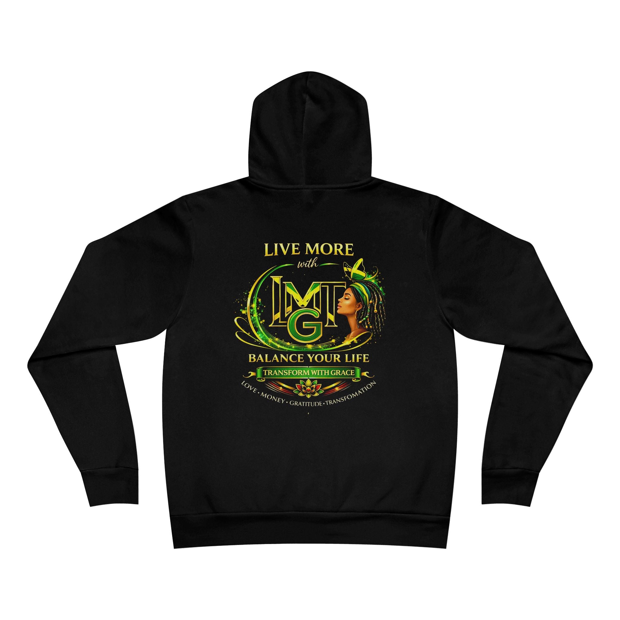 Live More Hoodie — 'Jamaica Global Tribe' Motivational Pullover with Tropical Crest