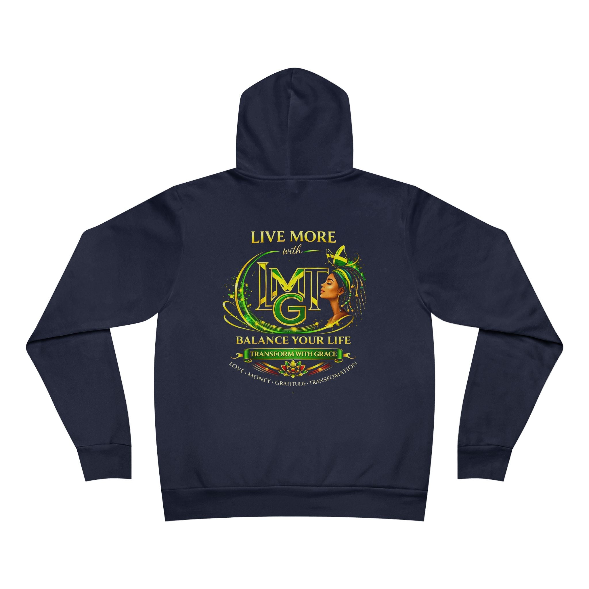 Live More Hoodie — 'Jamaica Global Tribe' Motivational Pullover with Tropical Crest
