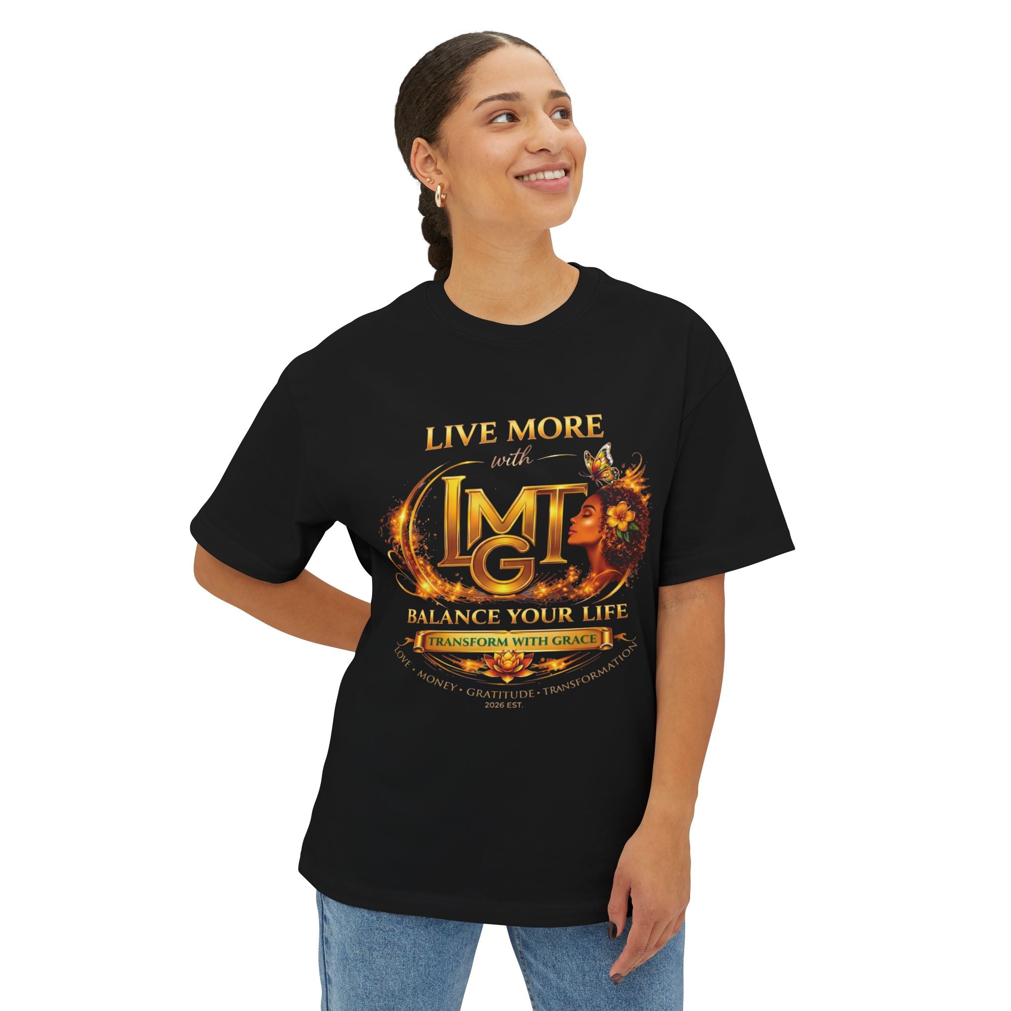 Live More LMGT Transformation with Grace T-Shirt | Plain T-Shirt, Oversized Fit