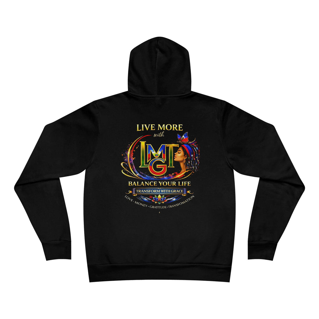 Live More Hoodie — 'Haitian Global Tribe' Motivational Pullover with Tropical Crest