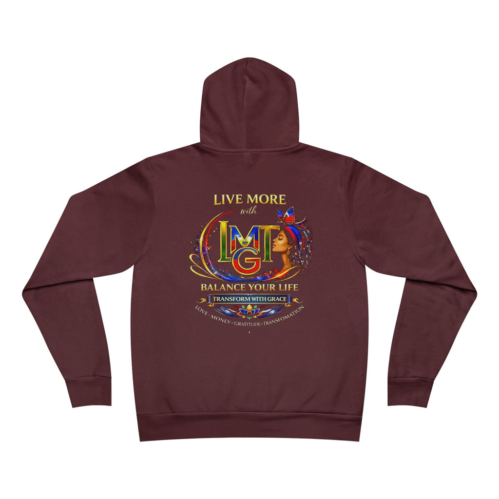 Live More Hoodie — 'Haitian Global Tribe' Motivational Pullover with Tropical Crest