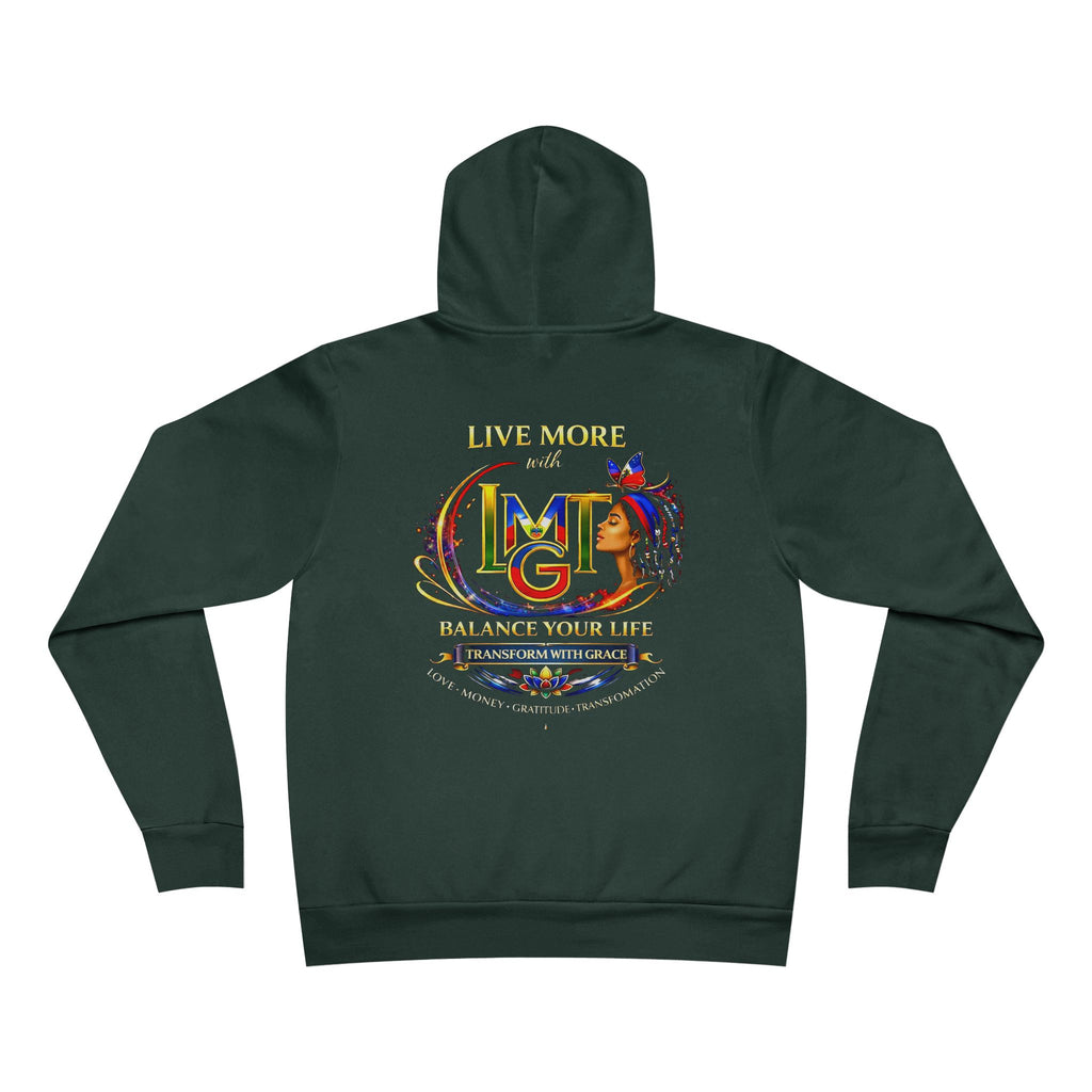 Live More Hoodie — 'Haitian Global Tribe' Motivational Pullover with Tropical Crest