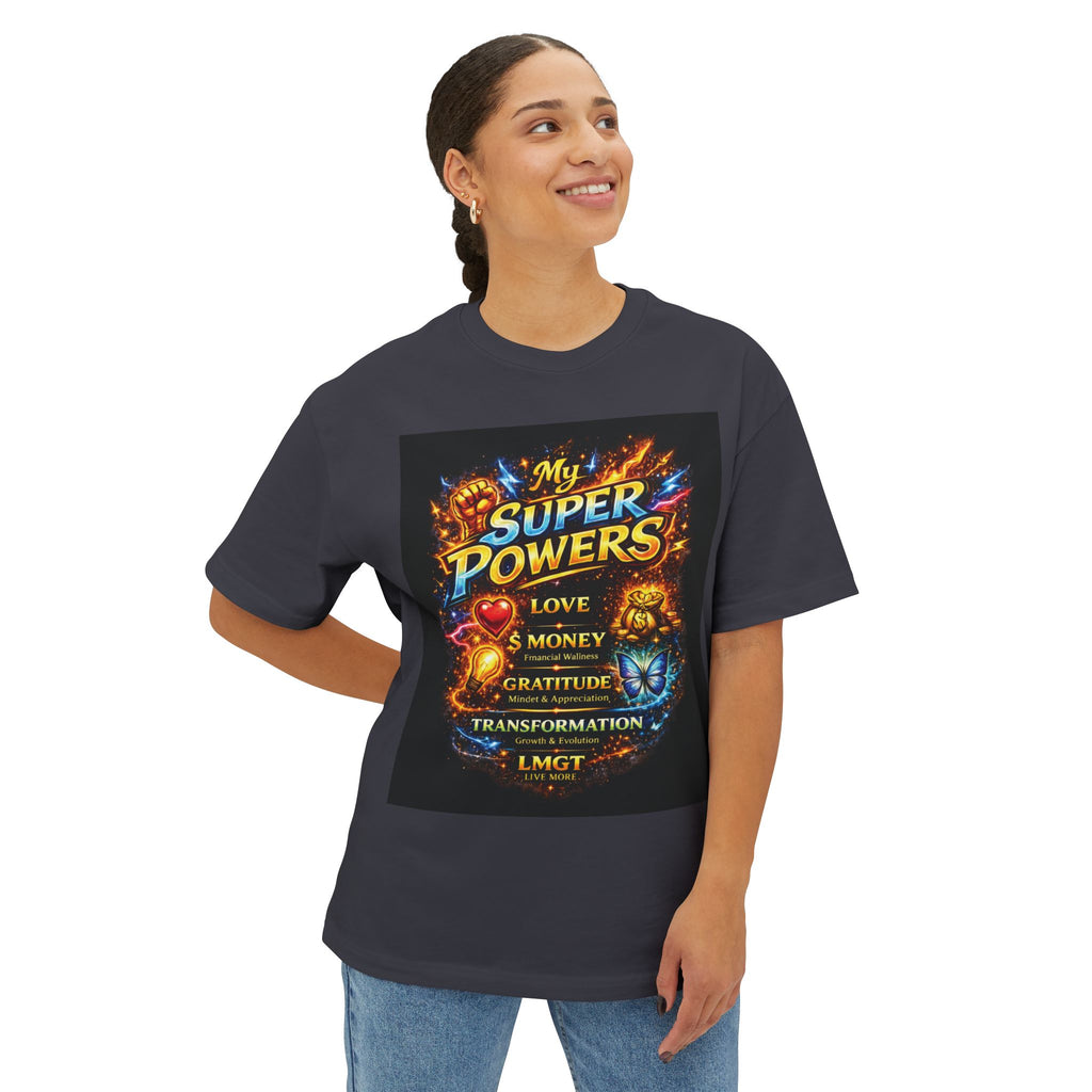 T-Shirt — "My Super Powers: Love, Money, Gratitude, Transformation" Motivational Graphic Tee
