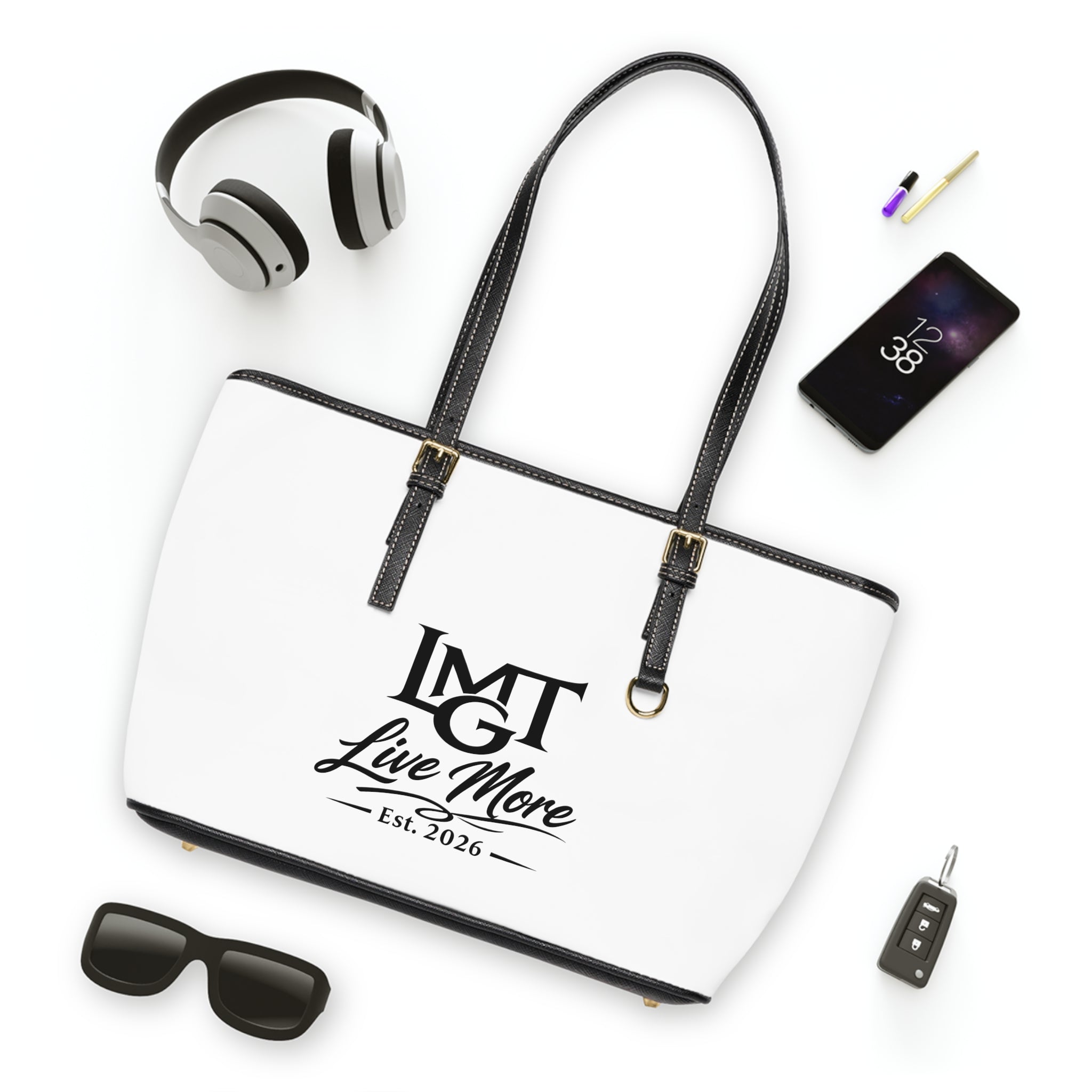 PU Leather Shoulder Bag — Live More Logo Tote (Est. 2026)