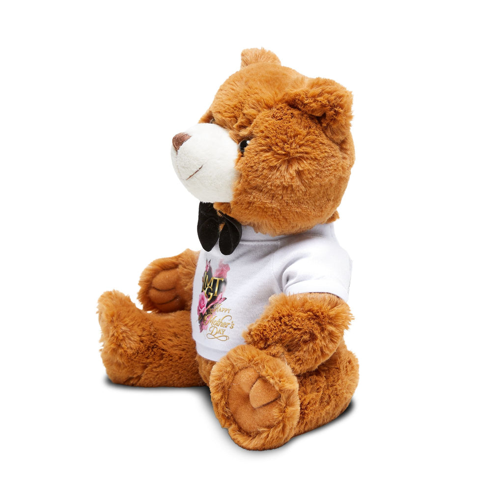 Happy Mother’s Day Love More Plush Teddy Bear with Floral T‑Shirt & Bow — Mothers Day & Romantic Occasions, Mom, Aunts, Sisters