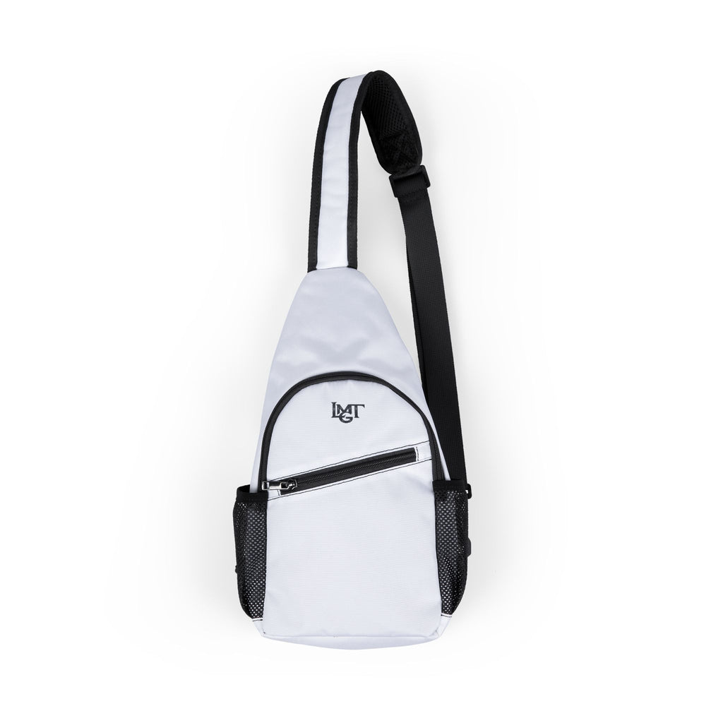 LMGT Minimal White Chest Bag — Lightweight Sling Crossbody with Front Zip Pocket