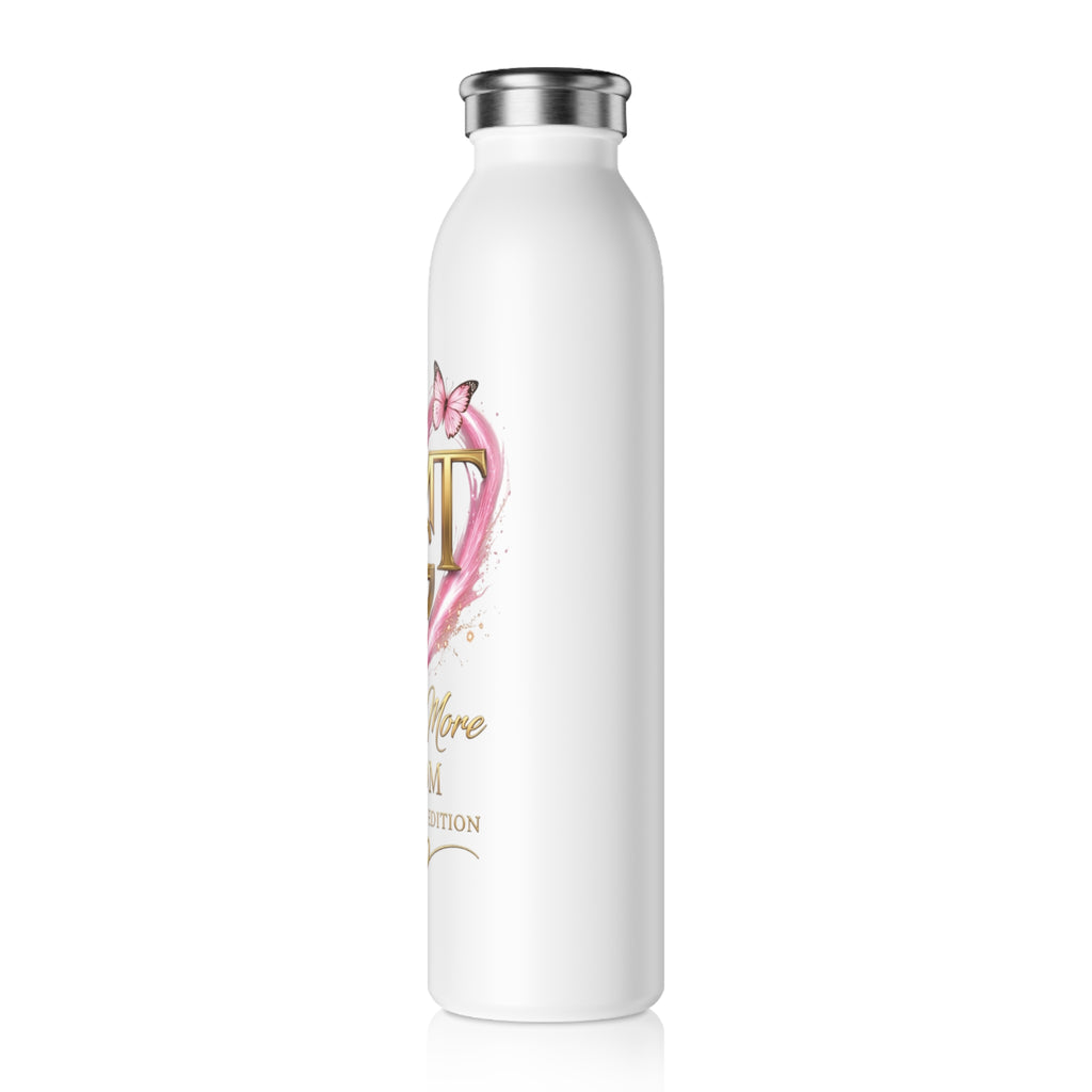 Happy Mother’s Day Love More Slim Water Bottle — “Love Mom” Floral Heart Design