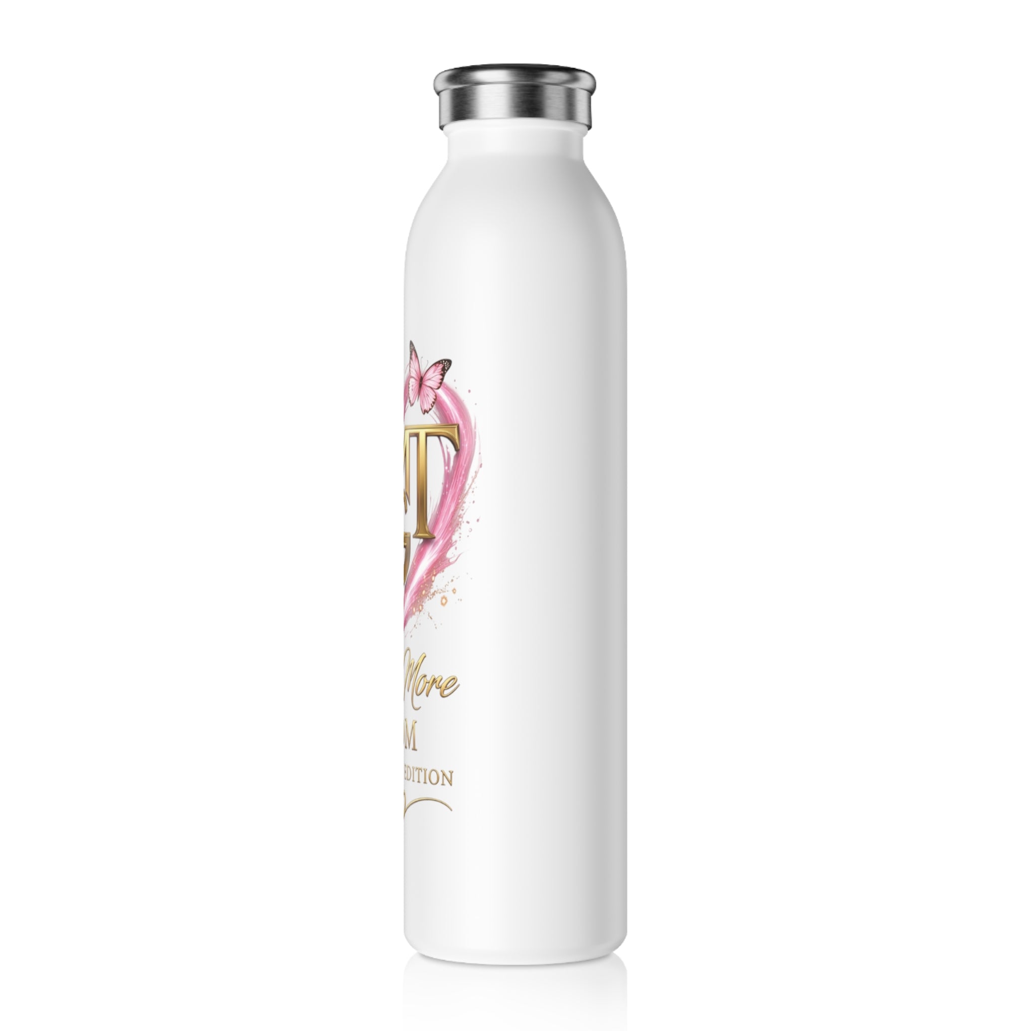 Happy Mother’s Day Love More Slim Water Bottle — “Love Mom” Floral Heart Design