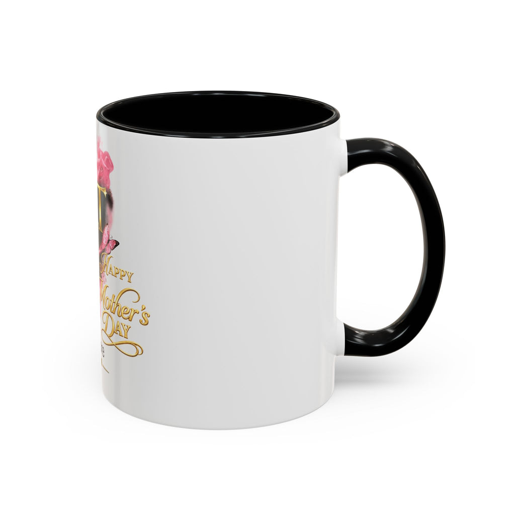 Happy Mother’s Day Love More Accent Coffee Mug — Floral Pink Roses & Butterfly Accent (11/15oz)