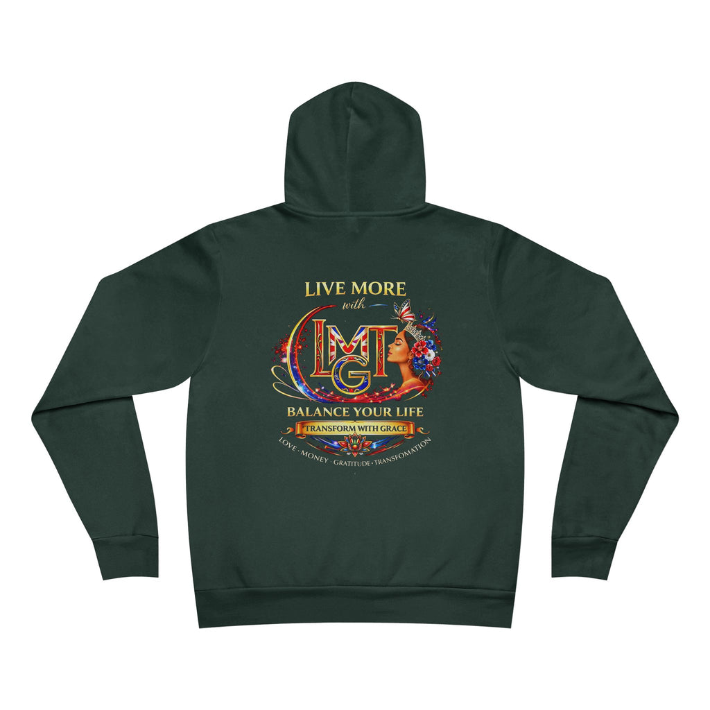 Live More Hoodie — 'British Global Tribe' Motivational Pullover with Tropical Crest