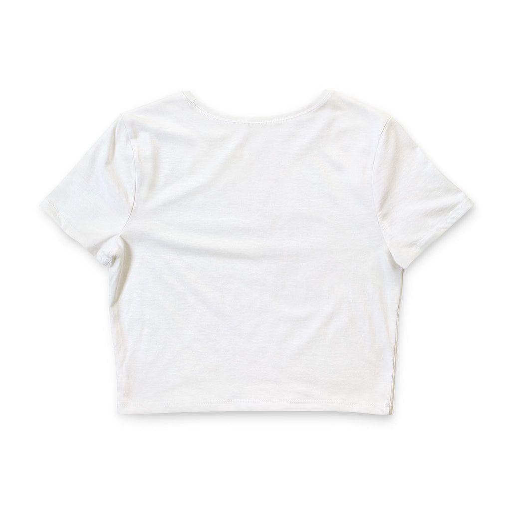 LMGT LIVE MORE Crown Monogram Crop Tee — Women’s Gold Crest Graphic