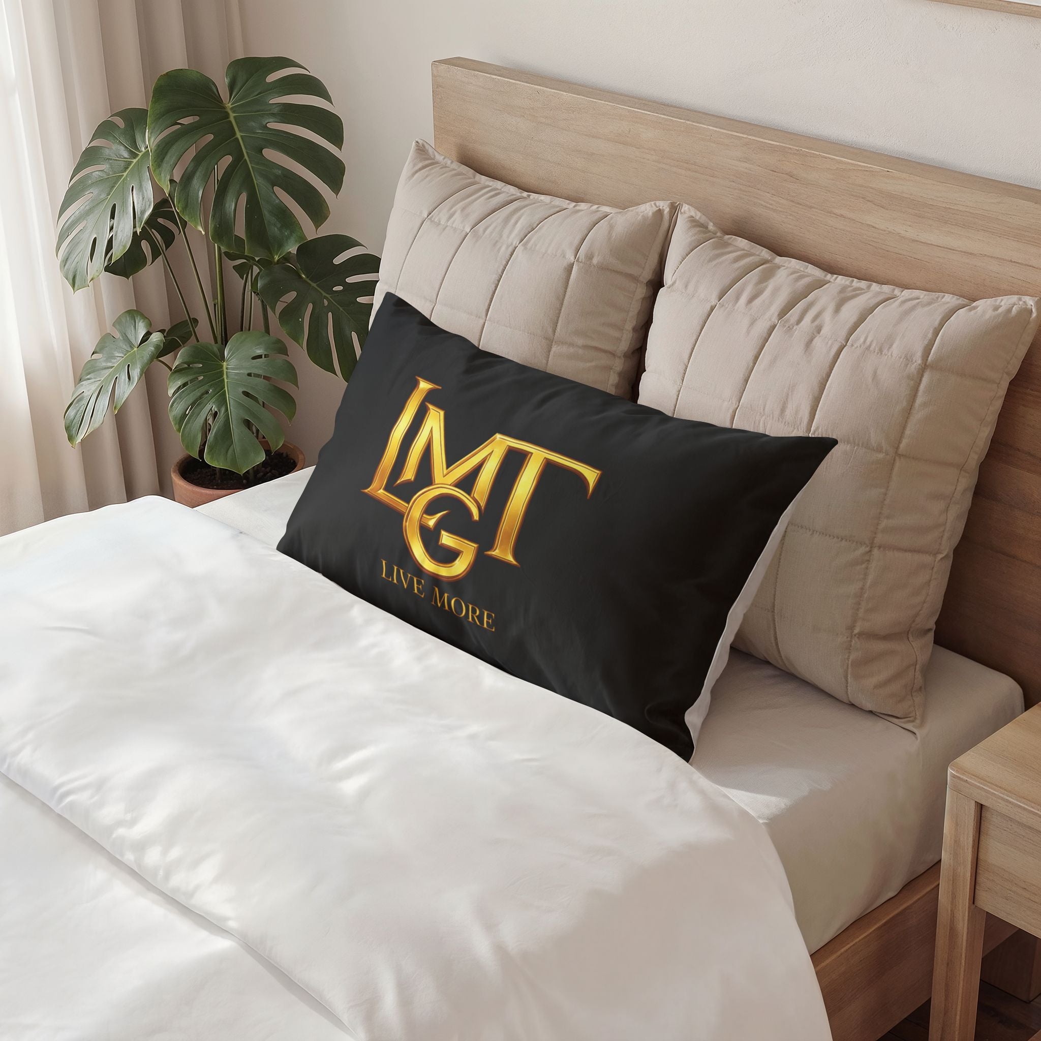 Live More with LMTG Gold Logo Pillow Sham