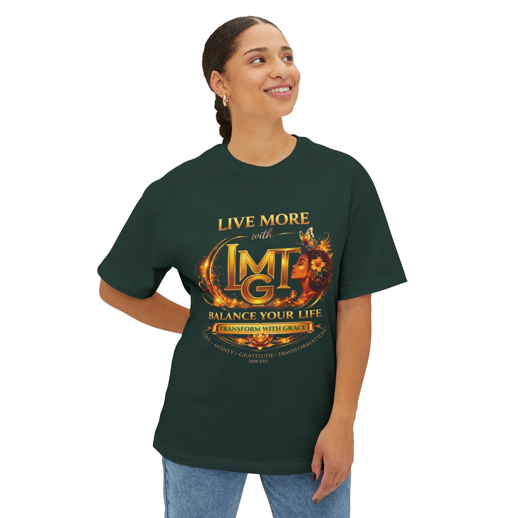 Live More LMGT Transformation with Grace T-Shirt | Plain T-Shirt, Oversized Fit