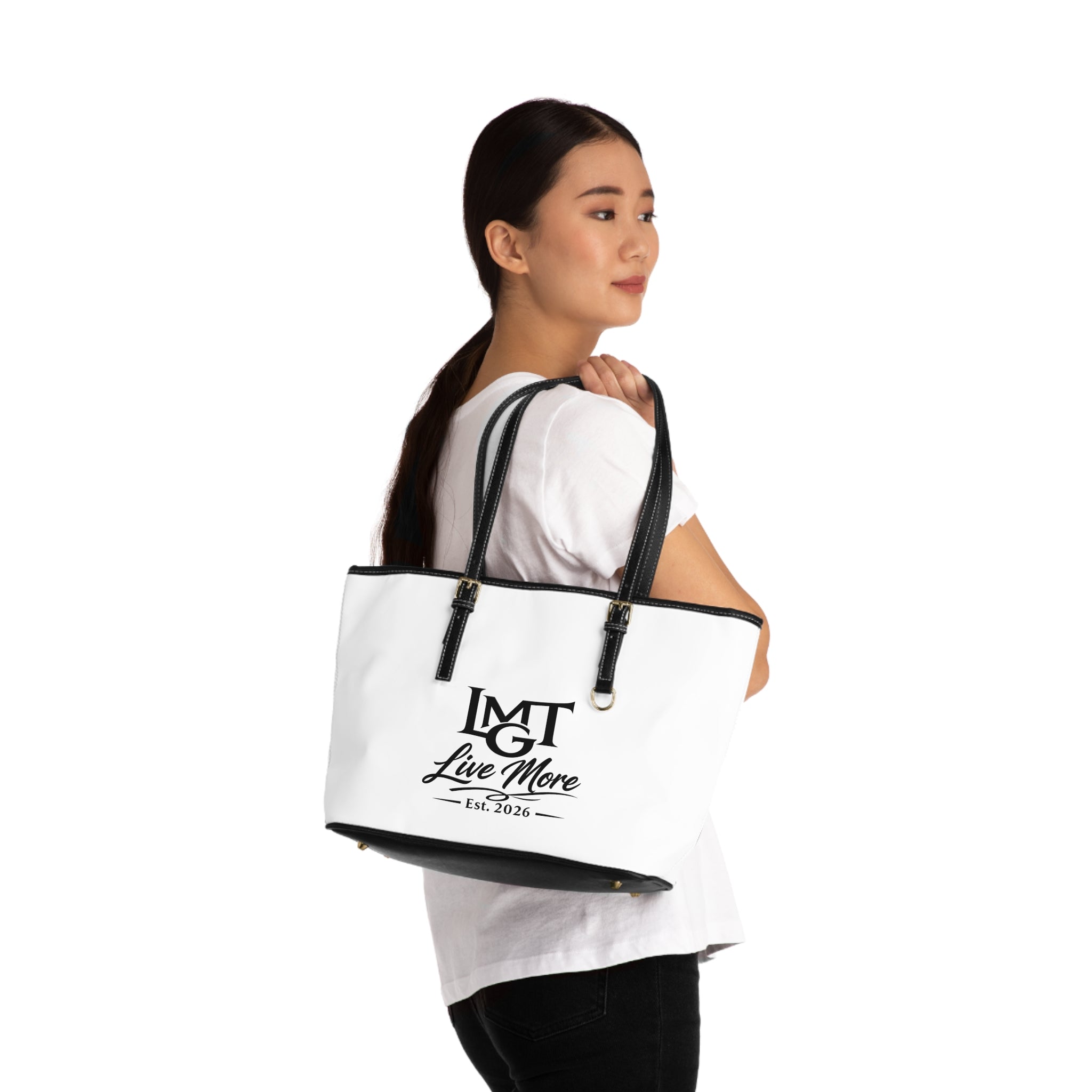 PU Leather Shoulder Bag — Live More Logo Tote (Est. 2026)