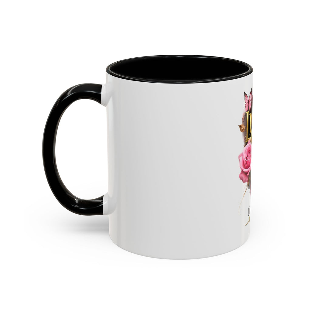 Happy Mother’s Day Love More Accent Coffee Mug — Floral Pink Roses & Butterfly Accent (11/15oz)