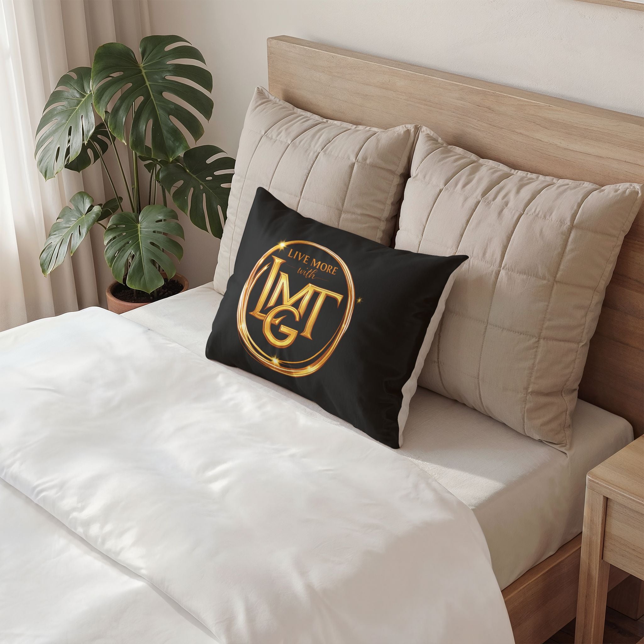 Live More with LMTG Gold Logo Pillow Sham
