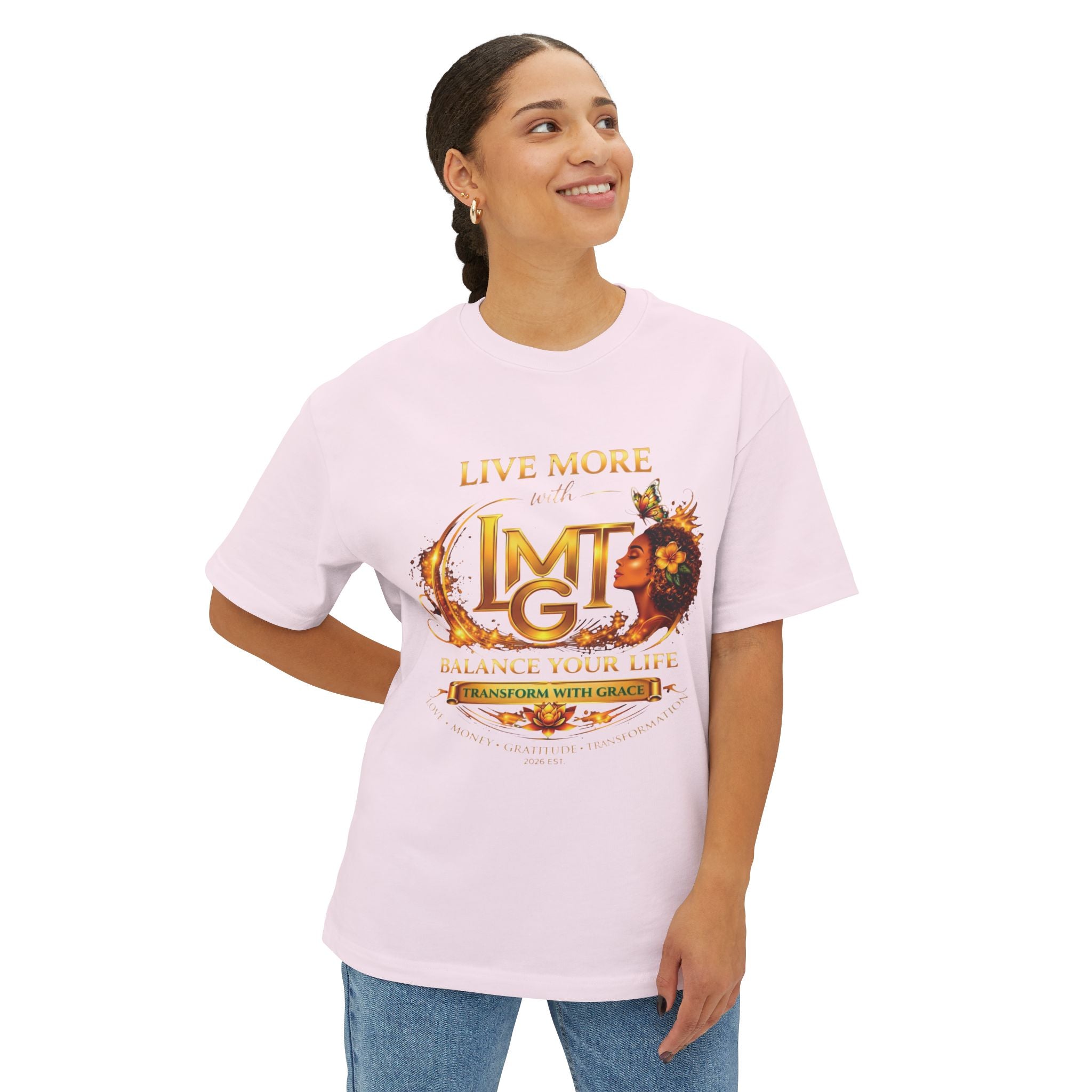 Live More LMGT Transformation with Grace T-Shirt | Plain T-Shirt, Oversized Fit