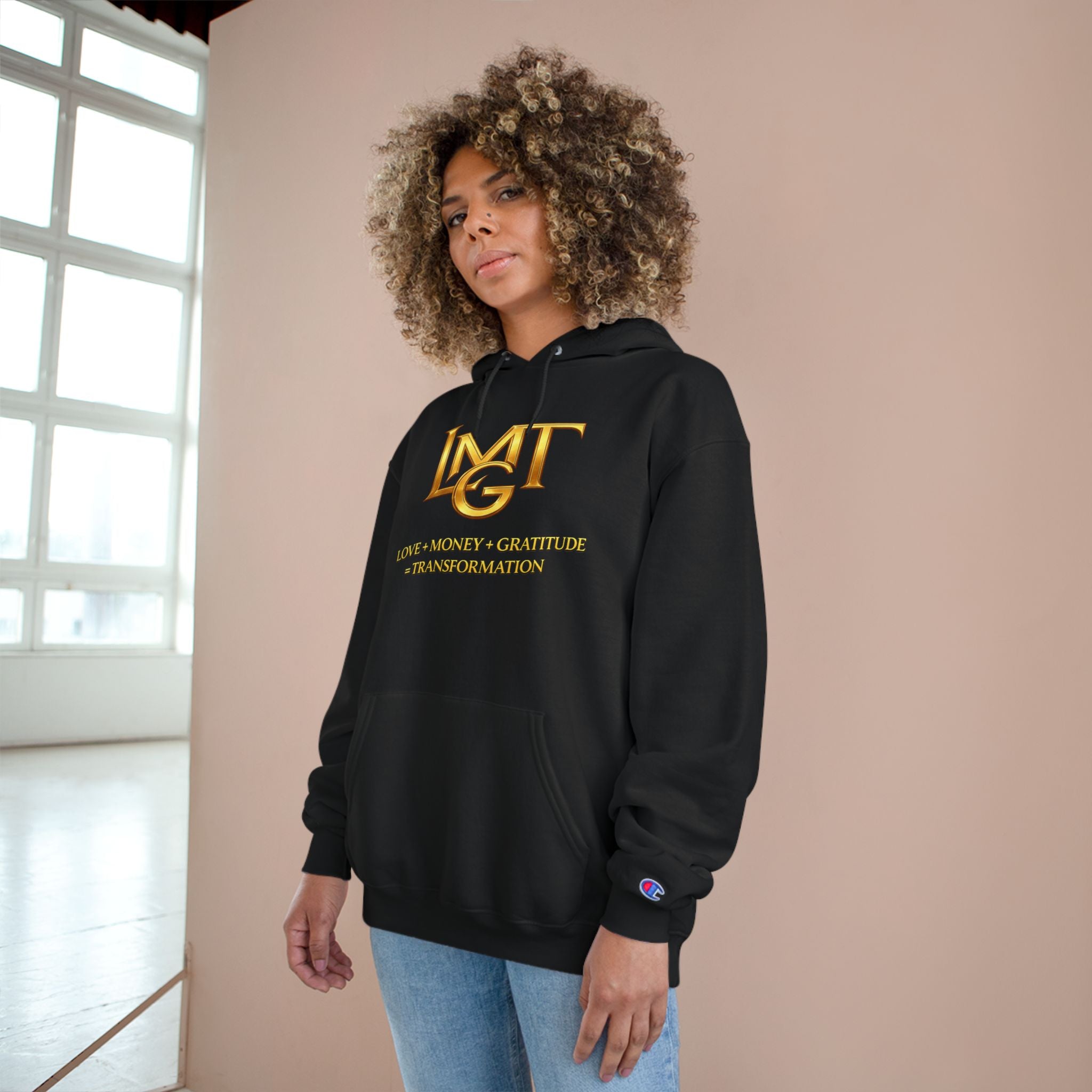 LMT Gold Logo Hoodie — Love • Money • Gratitude Transformation Pullover